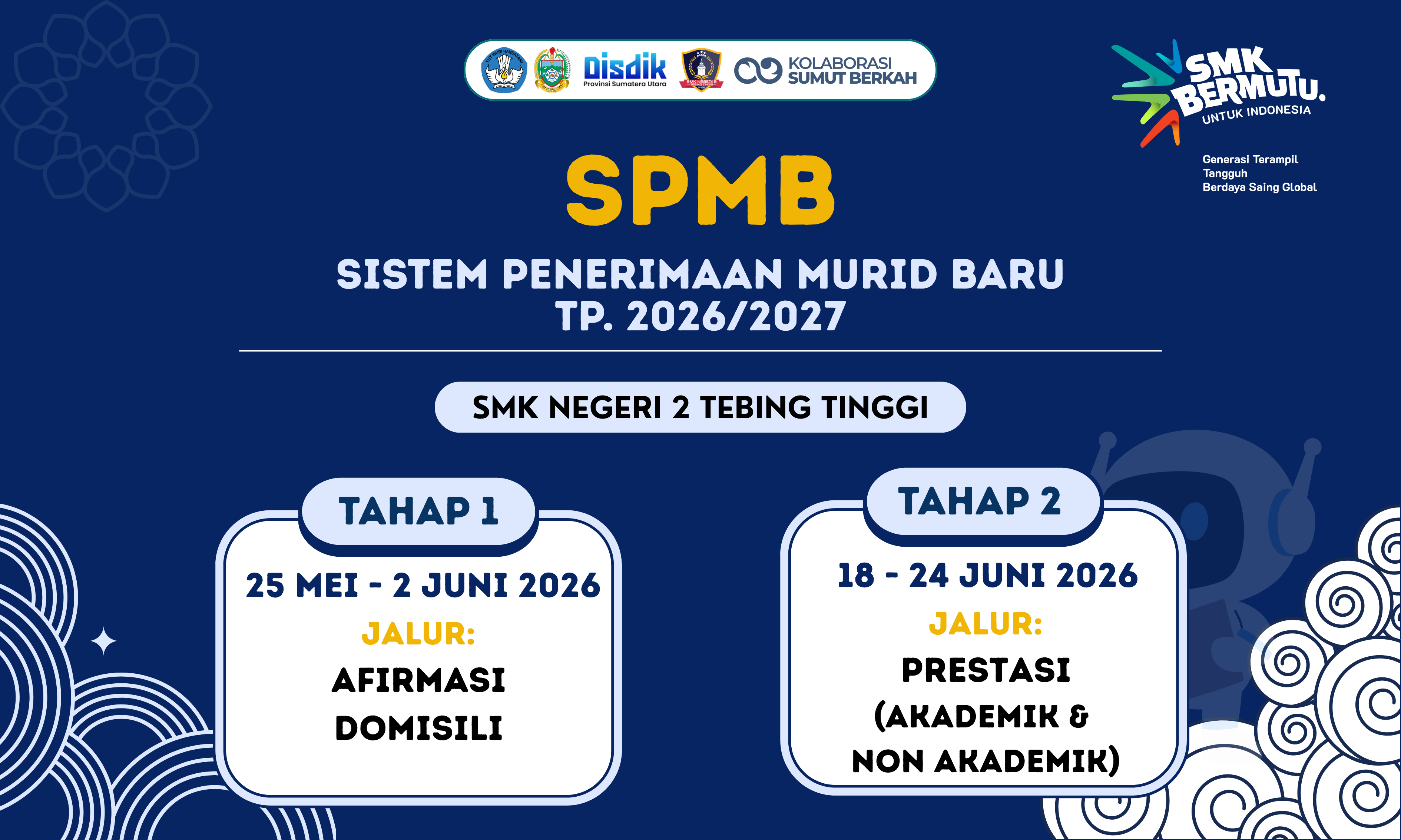 SMK N 2 Tebing Tinggi - Seleksi Penerimaan Murid Baru (SPMB) TP. 2026/2027
